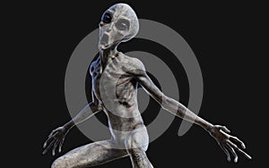 Alien on dark background with clipping path.