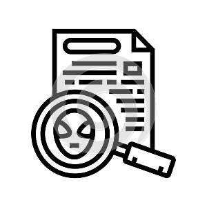 alien discovery document line icon vector illustration