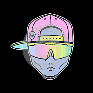 ALIEN DUDE IN THE CAP AND SPORT SUNGLASSES COLOR BLACK photo