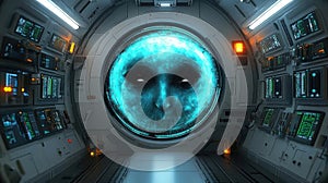 Alien Encounter: Digital Face in Spacecraft