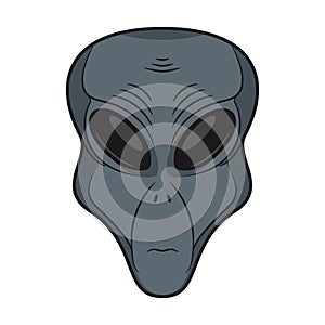 Alien face. Extraterrestrial head icon. Hand drawn humanoid. Concept of martian space invader. Vector.