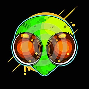 Alien Face With Large Eyes. Extraterrestrial Humanoid Head Vector