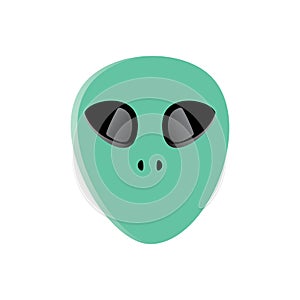 Alien face with large eyes. Extraterrestrial humanoid head vector illustration eps10