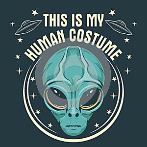 Alien face t-shirt print, tee stump tee stump humanoid head, vector