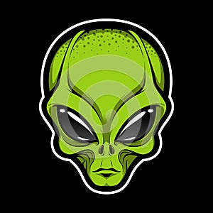 Alien face tee stump, humanoid martian head print photo