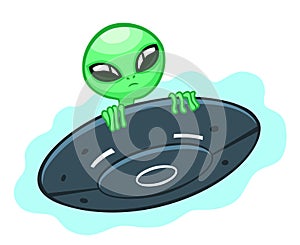 Alien in flying saucer