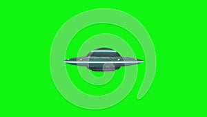 Alien flying saucer isolated on green screen background. 3d rendering