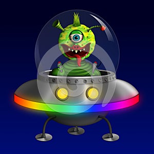 Alien in Flying Saucer UFO