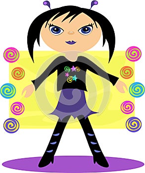 Alien Girl with Spirals