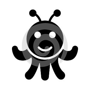 Alien glyph flat vector icon