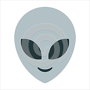 Alien gray head isolated on white background vector illustration. Extraterrestrial alien face or head symbol line art vector icon.