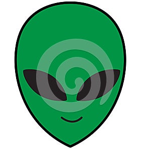 Alien green head icon on white background. Alien face sign. flat style
