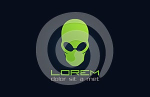 Alien green logo. Abstract character. Incognito.