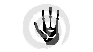 alien hand with four fingers glyph icon animation