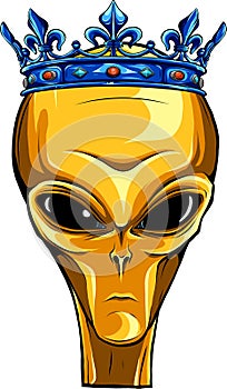 Alien head with crown. vector illustration design of extraterrestrial humanoid