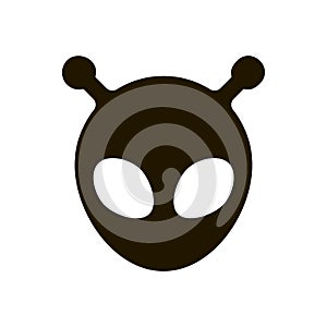 Alien head with horns icon in trendy flat style isolated. Eps 10.
