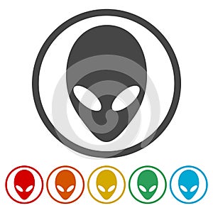 Alien head icons set