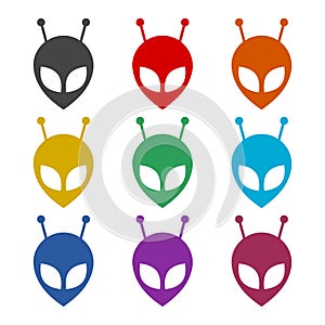 Alien head multi colored flat icons
