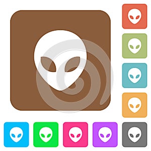 Alien head rounded square flat icons