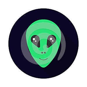 Alien Head Vector Icon with long shadow