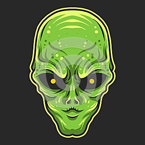 Alien head vector illustration isolated on dark background