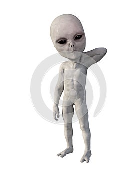 Alien holding sore neck