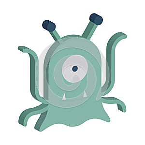 Alien  Isometric vector icon which can easily modify or edit