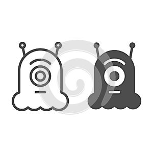 Alien line and glyph icon. Extraterrestrial vector illustration isolated on white. Monster outline style design