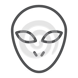 Alien line icon, space and character, humanoid sign, vector graphics, a linear pattern on a white background.