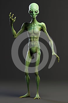 Alien or little green man portrait which is an extra-terrestrial creature from outer space photo