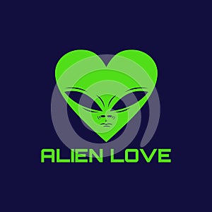 Alien Love Head Vector design illustration