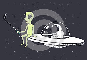 Alien makes selfie with astronaut