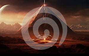 Alien mars pyramid. Generate Ai