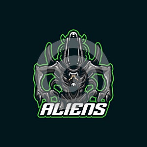 Alien mascot logo design vector with modern illustration concept style for badge, emblem and t shirt printing. Angry alien