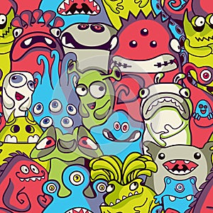 Alien and monsters - seamless pattern