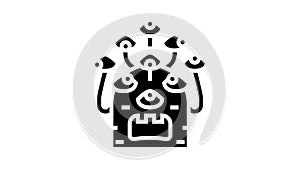 alien with nine eyes glyph icon animation
