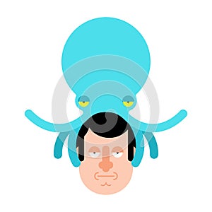Alien Octopus on head. Mind control. Monster Aliens Management of human consciousness