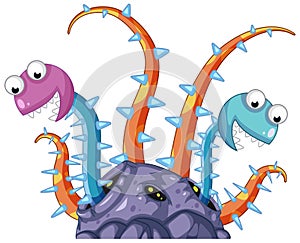 Alien outer space objects on white background