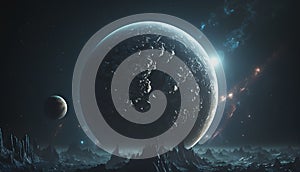 Alien Planet - 3D Rendered Computer Artwork. Science fiction.