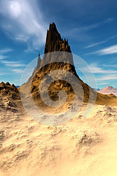 Alien Planet. Mountain. 3D rendering