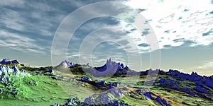 Alien Planet. Mountain. 3D rendering