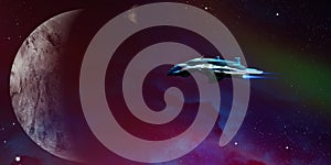 Alien Planet and Starship
