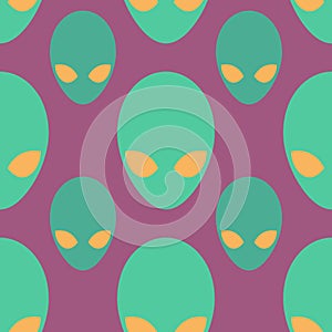 Alien seamless pattern. Space invaders background. UFO texture