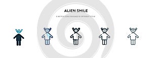 Alien smile icon in different style vector illustration. two colored and black alien smile vector icons designed in filled,