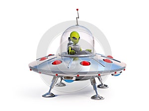 Alien spaceship, flying saucer illustration