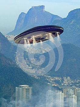 Alien spaceship over Rio De Janeiro