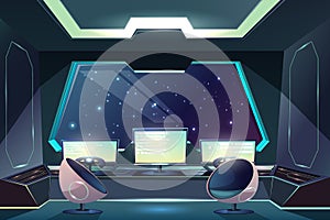 Alien spaceship pilot control panel cartoon vector