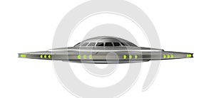 Alien spaceship. Unidentified flying object. UFO spacecraft isolated on white background.