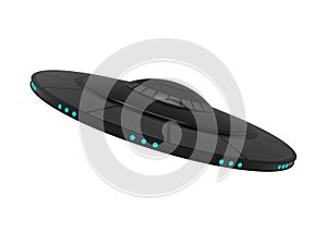 Alien spaceship. Unidentified flying object. UFO spacecraft isolated on white background.