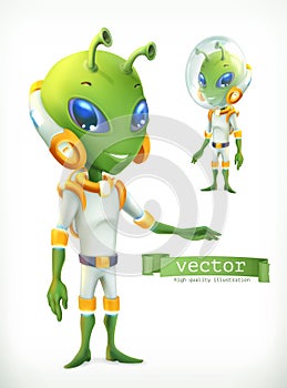 Alien in spacesuit. Character vector icon